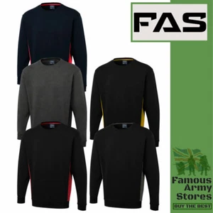 Mens Two Tone Sweatshirt Jumper Smart Contrast Uniform Casual Contemporary Fit  - Picture 1 of 8