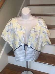 French Toile Nautical Lighthouse Kimono Overlay Blazer  Womens Size L  XL 💗197 - Picture 1 of 6