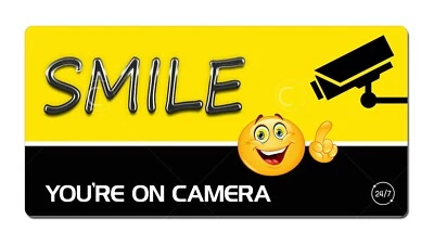 Smile You're On Camera, CCTV Sign, Metal, Security, Camera, Warning