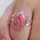 Natural Rhodochrosite Ring, Sterling Silver Statement Ring  Gift For Her
