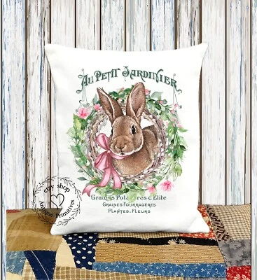 Almohada de tela decorativa con corona de conejo francés #1270 Foto 1 de 4