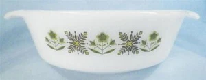 Hocking Meadow Green Casserole Baker Fire King 1 Qt Milk Glass Vintage Nice - Picture 1 of 4