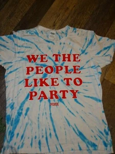Victoria's secret PINK ~ LARGE ~ top shirt t-shirt ~ tie dye red white blue - Picture 1 of 5