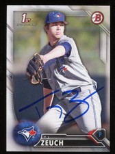 2016 Bowman T.J. TJ ZEUCH Signed Card autograph BLUE JAYS PITT PANTHERS auto