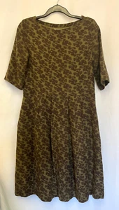 TOAST Shift Dress Green & Brown Size 10 - Picture 1 of 6