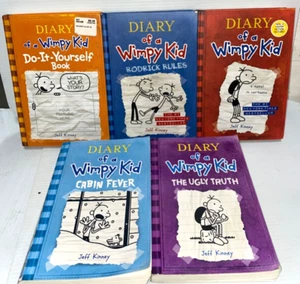 Diary of a Wimpy Kid-Jeff Kinney-Lot Of 5-(3 Hardcover-2 Paperback-(FC201-7Q136 - Picture 1 of 20