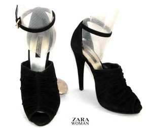 ZARA - ESCARPINS PLATEFORME CUIR VELOURS NOIR 40 - EXCELLENT ETAT - Bild 1 von 7
