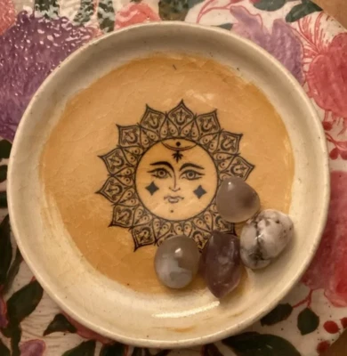 Small sun 🌞 handmade plate for crystals, smudges, decor handmade pottery - Image 1 of 4
