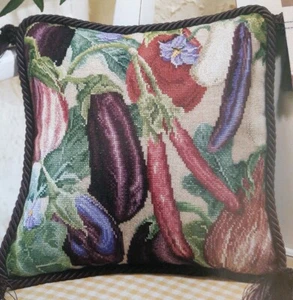 Kreuzstichmuster "AUBERGINEN" - aubergine, lila, magenta, weiß, Gemüse - Bild 1 von 1