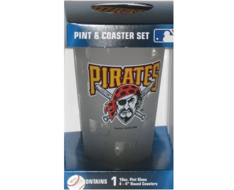 MLB Pittsburgh Pirates Frosted Pint Glass & Coaster Set Cover