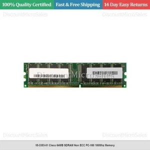 15-3353-01 Cisco 64MB SDRAM Non ECC PC-100 100Mhz Memory - Picture 1 of 1