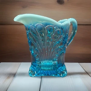 Jefferson Glass Tokyo No 212 Opal Dot & Fan Opalescent Creamer Pitcher EAPG 5.25 - Picture 1 of 6