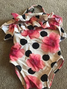 New Baby Gap One Piece Floral Polka Dot Swimsuit Size 0-3M - Picture 1 of 1