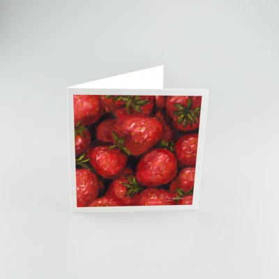 Strawberries - Square High Quality 312gsm Blank Greetings Cards - Image 1 of 4