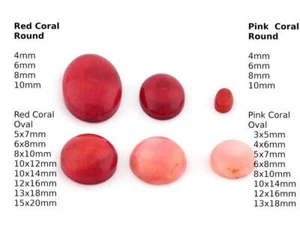 Round - Oval Red Pink Dome Cultured Coral Stone Flatback Cabochons cab60-7 - Picture 1 of 2