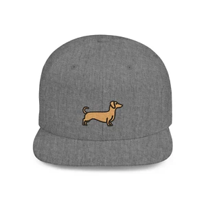 Dachshund Flat Bill Hat | Embroidered Dachshund Snapback | Dachshund Hat - Picture 1 of 10