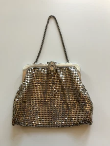 Whiting and Davis Silver Metallic Mesh Handbag with Jeweled Clasp - Picture 1 of 6