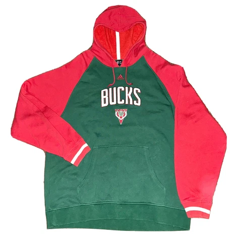 Milwaukee Bucks Vintage Adidas Hoodie Sweatshirt Mens 2XL Green & Red 9/10 RARE Cover