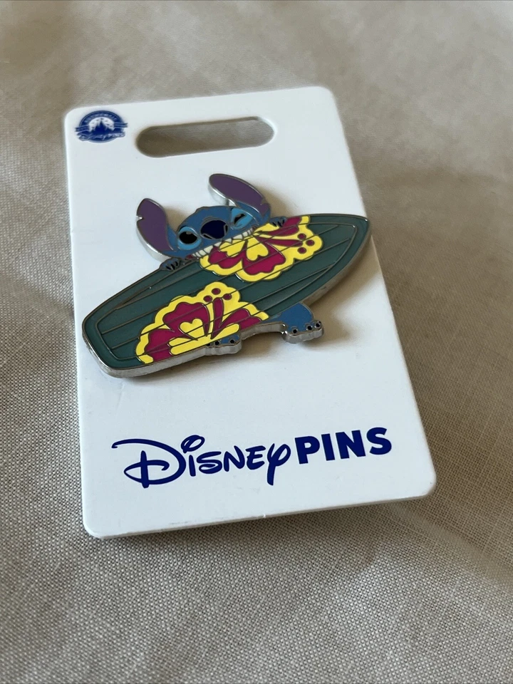 Disney Parks 2024 Stitch Bites Surfboard Ohana Flower Pin New - Image 1 of 1