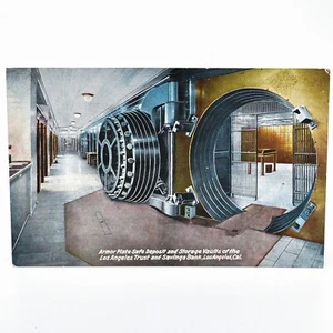 Bóvedas de almacenamiento de placa de armadura de banco de ahorros y fideicomiso de Los Ángeles postal publicitaria - Imagen 1 de 2