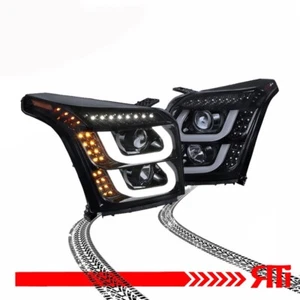 For 15-18 GMC Yukon XL XLT Smoked Projector Headlight U DRL + LED Turn Signal - Picture 1 of 4