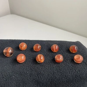 Vintage Marble King Nine Cats Eye Marbles Red Transparent Lot Different Sizes - Picture 1 of 9