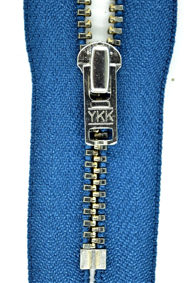YKK Chiusura Zip 839 Jeans Blu 10 - 18cm per Pantaloni 4mm Metallzähne Argento - Immagine 1 di 1