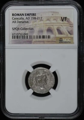 Caracalla, AD 198-217 ROMAN EMPIRE AR Denarius NGC VF 20 - Image 1 of 2
