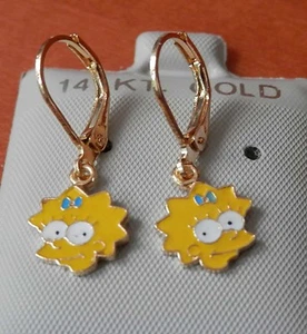 NEW 14K Gold Fill Simpsons Maggie Baby Earrings Kids Little Teen Girl Child - Picture 1 of 2