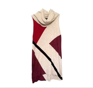Women's INC International Concepts Sweater Cowl Neck Dress Tunic M Beige Red - Picture 1 of 6