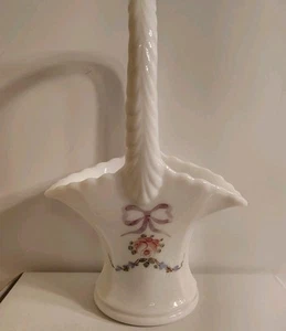 Small Easter Basket Westmoreland White Milk Glass Hand Painted with Handle 3760B - Picture 1 of 6