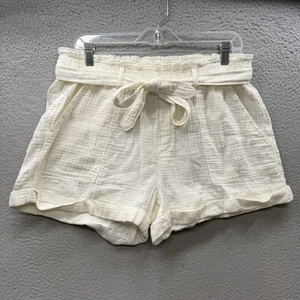 Pantaloncini donna Aerie cotone garza L panna vita alta boho spiaggia cottagecore nuovi con etichette - Foto 1 di 11