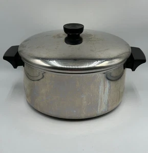 Revere Ware Stock Pentola 4 1/2 Qt Acciaio Inox Tri-Ply Fondo Disco con Coperchio SS - Foto 1 di 11