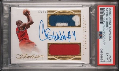 2015 Flawless: Dual Patch Autograph #DPA-CW Chris Webber /25 Patch Auto Bullets - Image 1 of 4