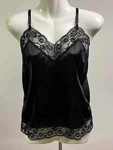 Vintage Black Nylon Camisole w/Lace Trim Size 38 - Picture 1 of 6
