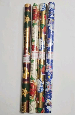 Lot 4 Rolls Vintage Innisbrook Christmas Wraps Holiday Wrapping Paper 40 Sq. Ft. - Image 1 of 4