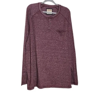 Camicia Henley Hudson & Barrow Heather bordeaux manica lunga nuova con etichetta taglia 2X - Foto 1 di 10