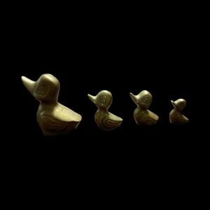 Vintage Set of 4 Solid Brass Duck Figurines Graduated Sizes Big to Little - Picture 1 of 6