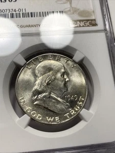 1949-S Franklin Half Dollar NGC MS65 Nice White! Item 9752 - Picture 1 of 4