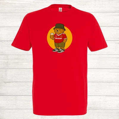 SOLS Maglietta calcio Manchester United MUFC Adidas Red Devils retrò orsacchiotto