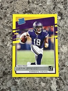 Justin Jefferson 2020 Donruss prueba de prensa clasificación amarilla novato vikingos - Imagen 1 de 2