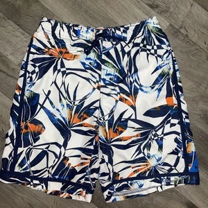 Men’s Nike Swim Trunks Tropical Sunset Pattern On White Birds Of Paradise - Picture 1 of 7
