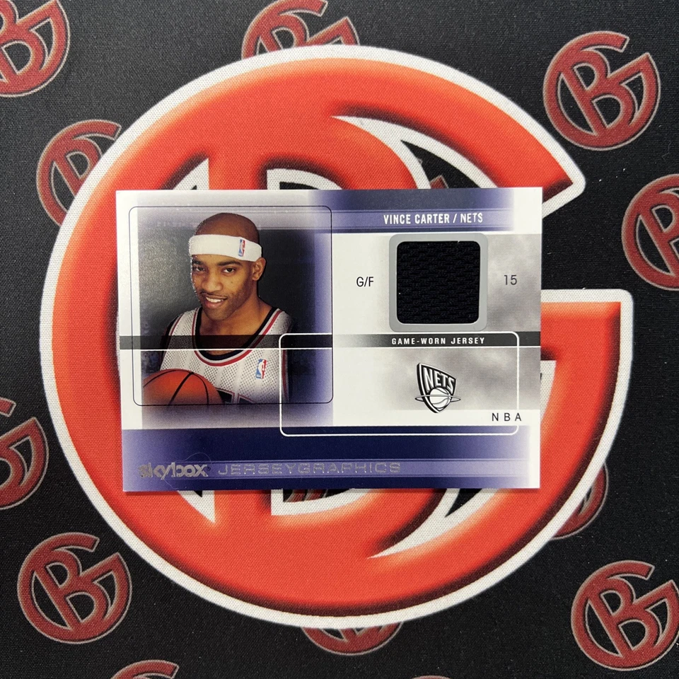 2005 Vince Carter #J-VC SkyBox Jersey Card Jerseygraphics Blue Game Worn Patch - Image 1 of 2