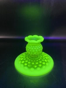 (A) Candelabro Fenton Topacio Opalescente Hobnail UV Reactivo Uranio Brilla - Imagen 1 de 6