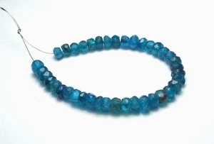 Cuentas rondelle facetadas 4" APATITE azul verdoso 4 mm NATURAL - Imagen 1 de 2