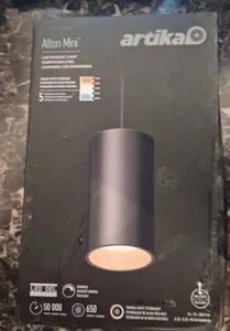 Alton 15-Watt 1 Light Black & Wood Modern 5 CCT Integrated LED Mini Pendant - Picture 1 of 3