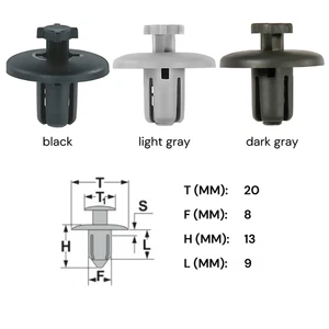 10x Abdeckung Radhaus Clips Befestigung Spreizniet Peugeot Mazda 8mm schwarz - Bild 1 von 2