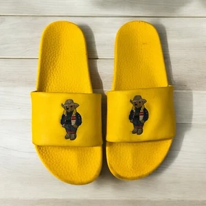 ralph lauren bear Yellow sandals Slides Size 10 - Picture 1 of 5