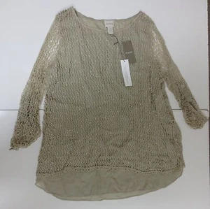 CHICO's Alisha Pullover Sweater 3/4 Sleeves Putty NEW WITH TAGS Sz 1 $109 - Picture 1 of 5