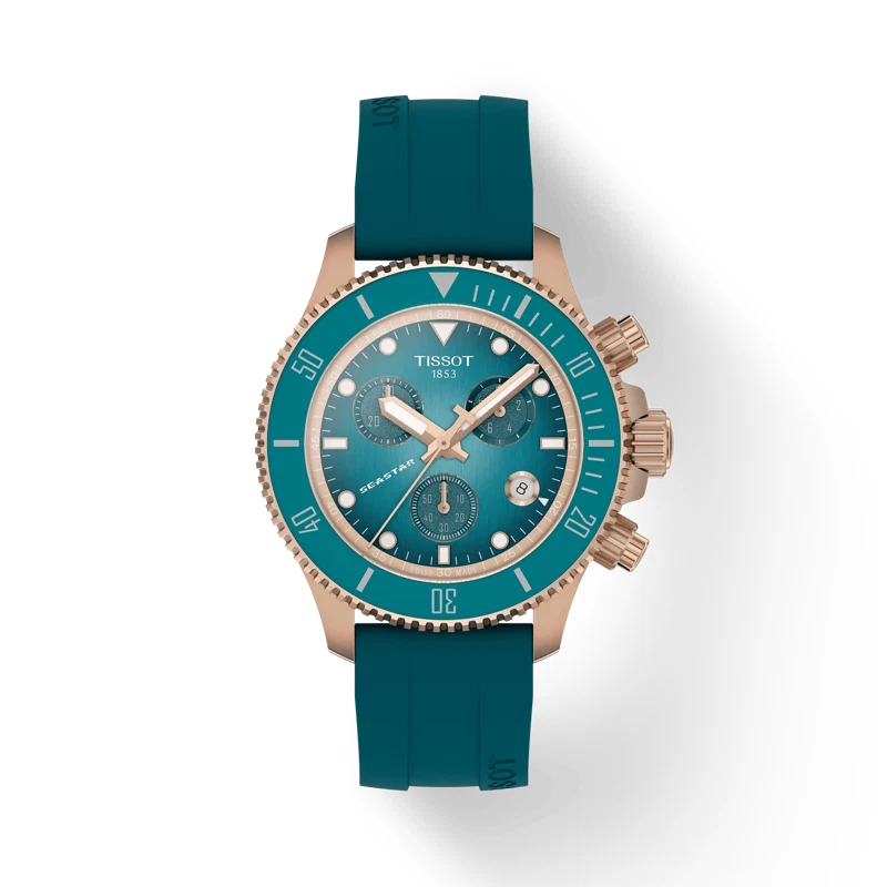 Tissot Seastar 1000 Quartz Chronograph 38mm Turquoise Dial Watch T1202173704100 - Image 1 of 1